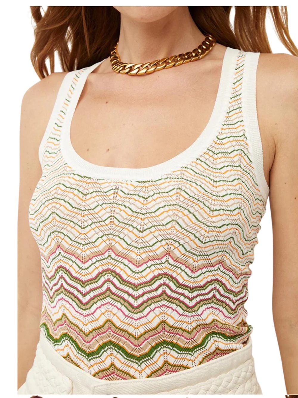 Veronica Beard Cream Multicolor Wave Knit Tank - Picture 5 of 10